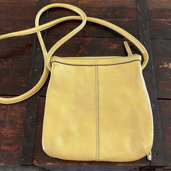 Tignanello Yellow Leather Crossbody 8.5"x9" - Picture 3 of 5